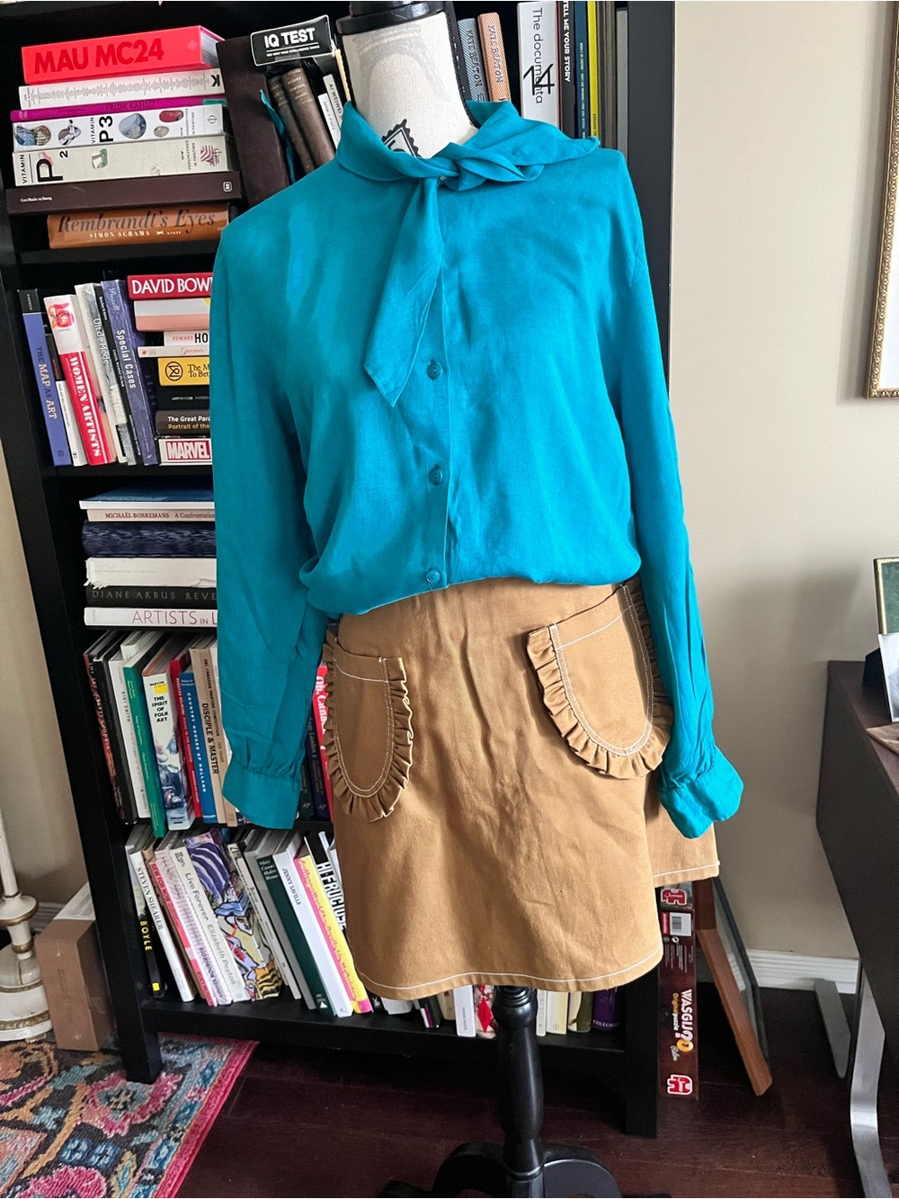 Eliza Faulkner Tate Mini Skirt in Tan Ruffle Pocket A-Line Skirt XXL - Picture 7 of 7